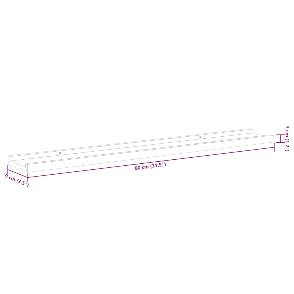 vidaXL Wandregale 2 Stk. Sonoma-Eiche 80 x 9 x 3 cm