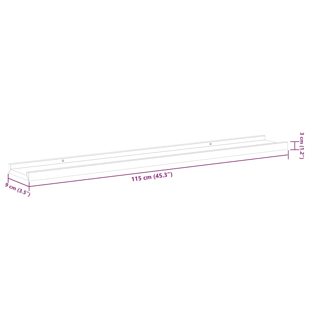 vidaXL Wandregale 2 Stk. Sonoma-Eiche 115x9x3 cm