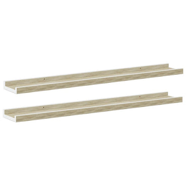 vidaXL Wandregale 2 Stk. Weiß und Sonoma-Eiche 80x9x3 cm