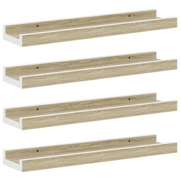 vidaXL Wandregale 4 Stk. Weiß und Sonoma-Eiche 40x9x3 cm