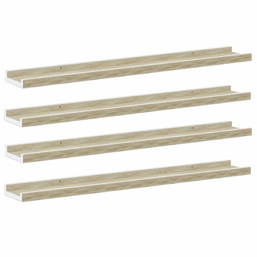 vidaXL Wandregale 4 Stk. Weiß und Sonoma-Eiche 80x9x3 cm