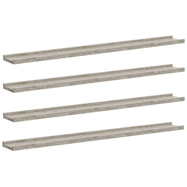 vidaXL Wandregale 4 Stk. Betongrau 100x9x3 cm