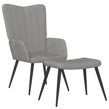vidaXL Relaxsessel mit Hocker Hellgrau Samt
