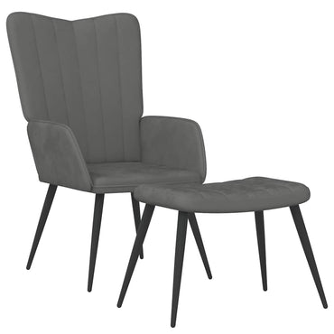 vidaXL Relaxsessel mit Hocker Dunkelgrau Samt