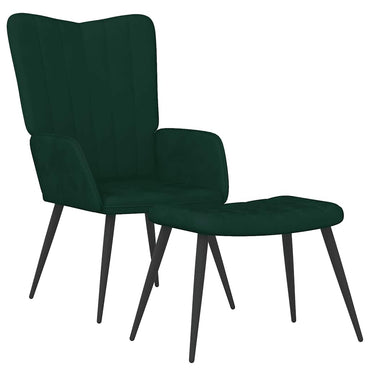 vidaXL Relaxsessel mit Hocker Dunkelgrün Samt