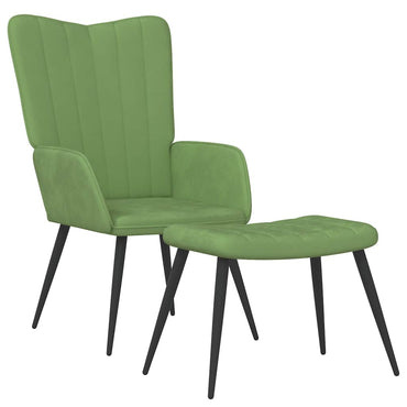 vidaXL Relaxsessel mit Hocker Hellgrün Samt