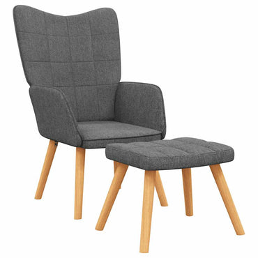 vidaXL Relaxsessel mit Hocker Dunkelgrau Stoff