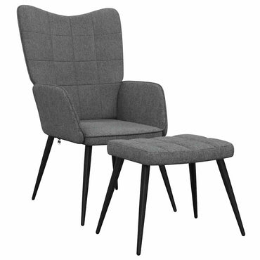 vidaXL Relaxsessel mit Hocker Dunkelgrau Stoff
