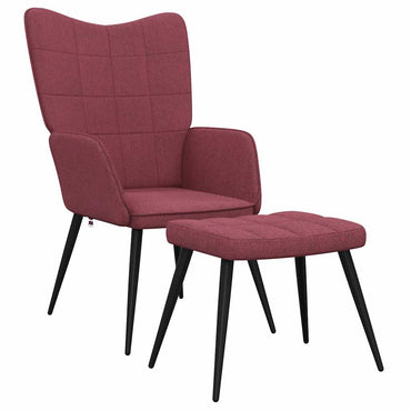 vidaXL Relaxsessel mit Hocker Weinrot Stoff