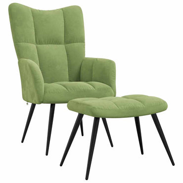 vidaXL Relaxsessel mit Hocker Hellgrün Samt