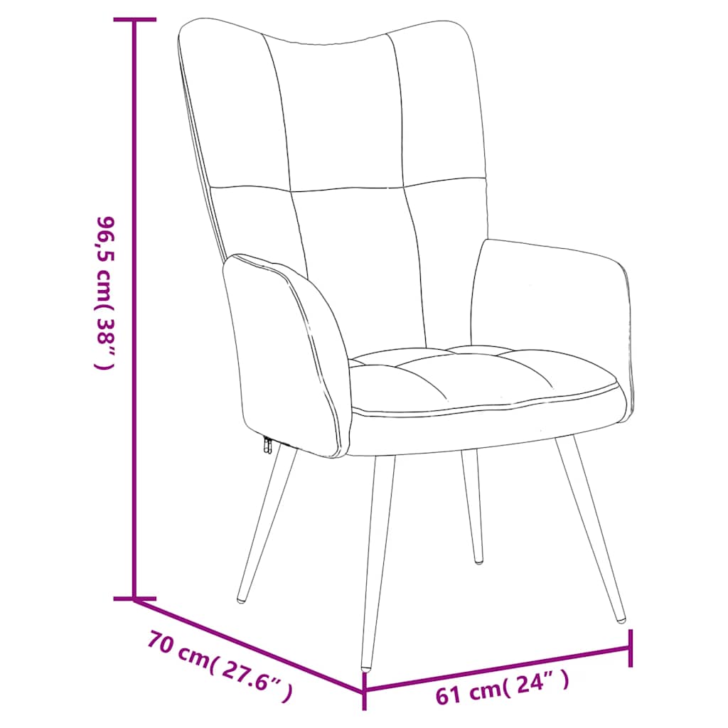 vidaXL Relaxsessel mit Hocker Schwarzer Samt