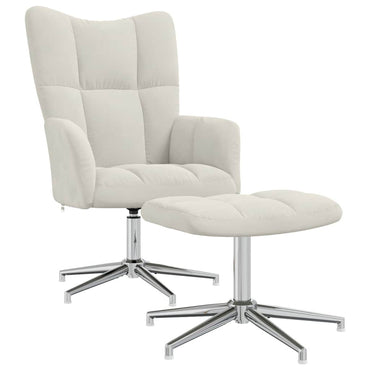 vidaXL Relaxsessel mit Hocker Cremeweiß Samt