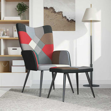 vidaXL Relaxsessel mit Hocker Patchwork Stoff