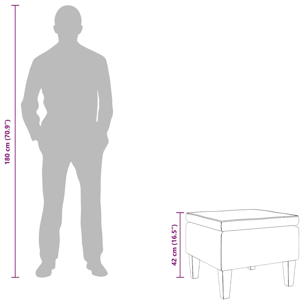 Hocker mit Holzbeinen Hellgrau Stoff