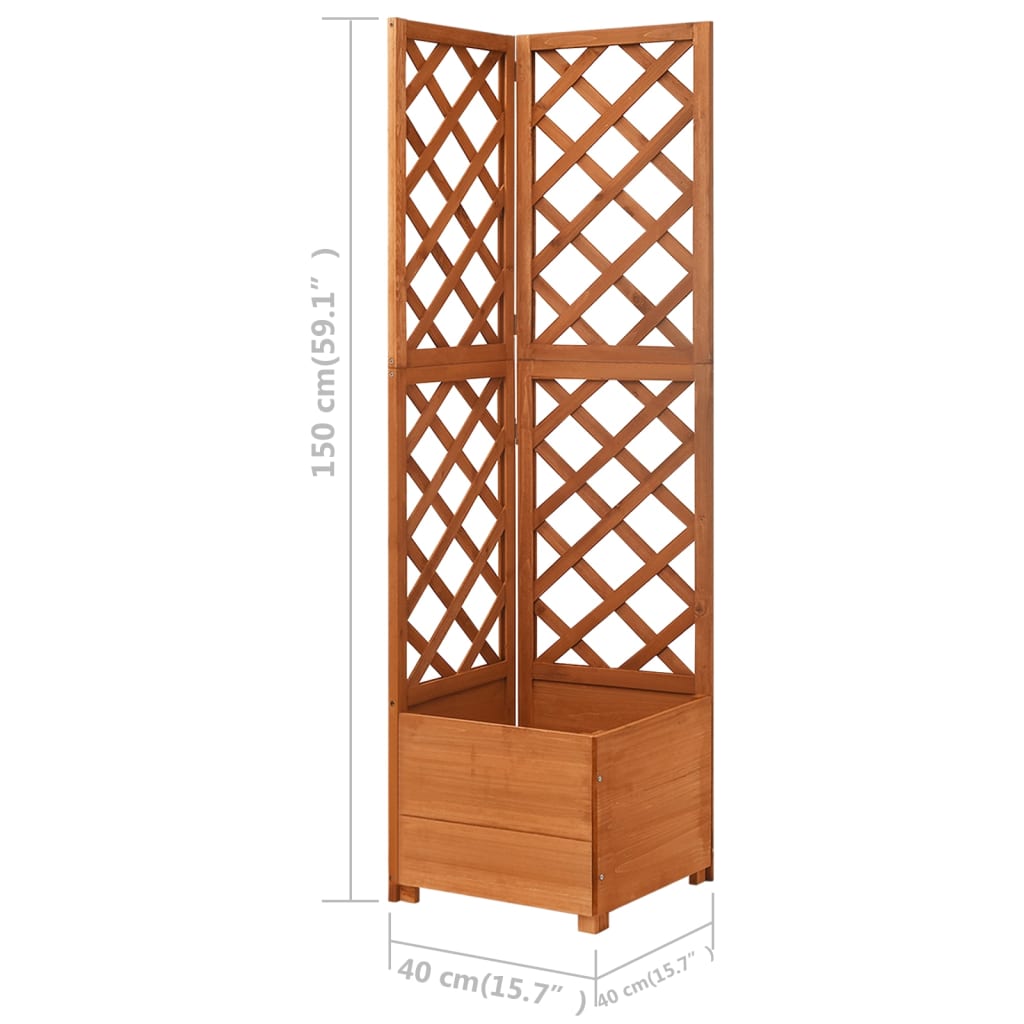 vidaXL Treillis d'angle avec jardinière 40x40x150cm Bois de sapin massif