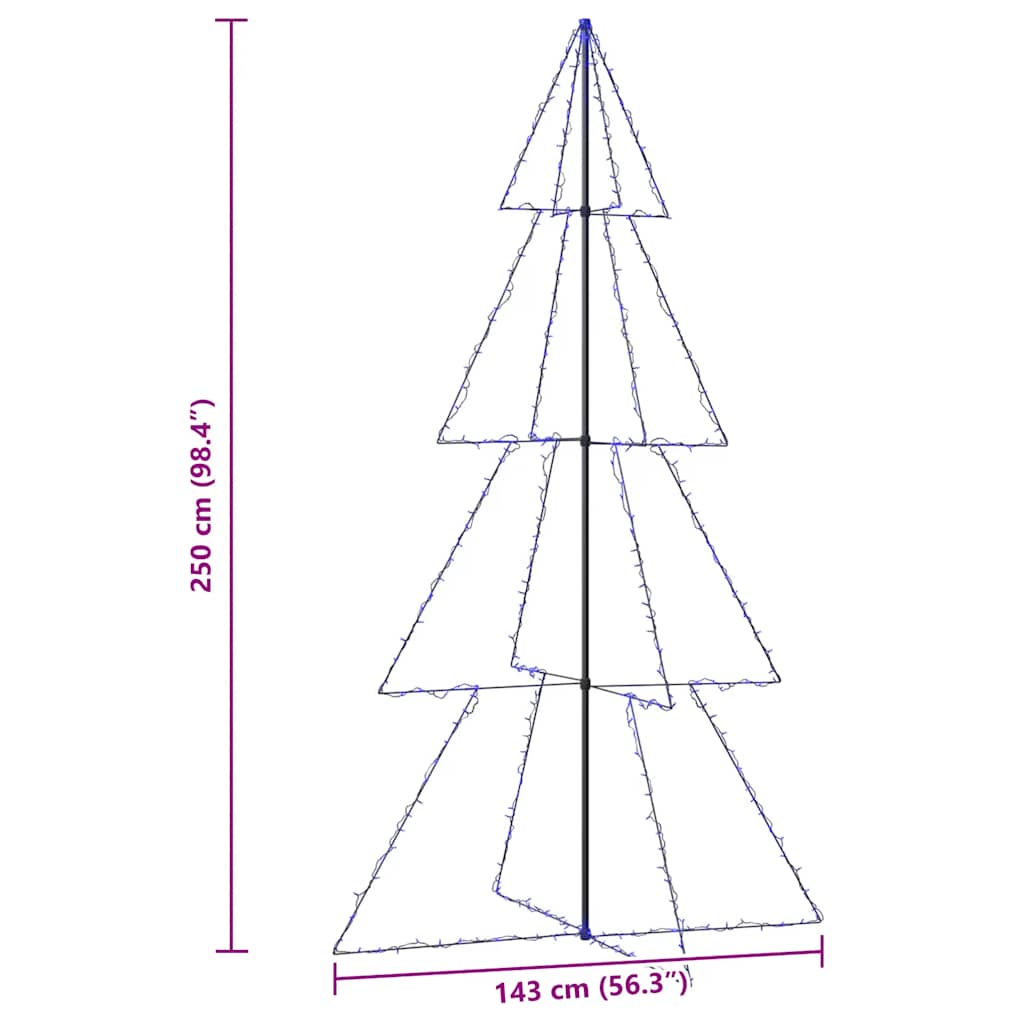 vidaXL Weihnachtsbaum in Kegelform 360 LEDs Indoor Outdoor 143x250 cm
