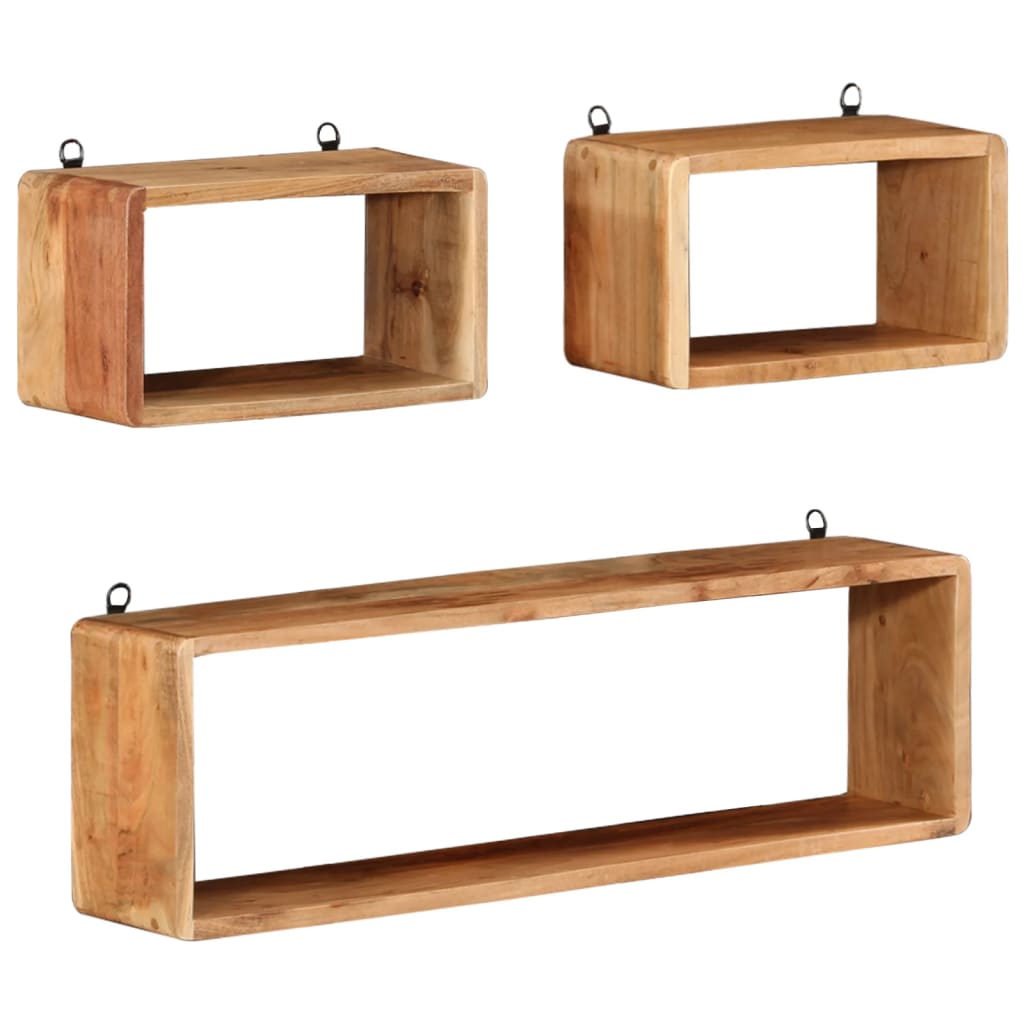 vidaXL Lot de 3 étagères cubiques en bois d'acacia massif