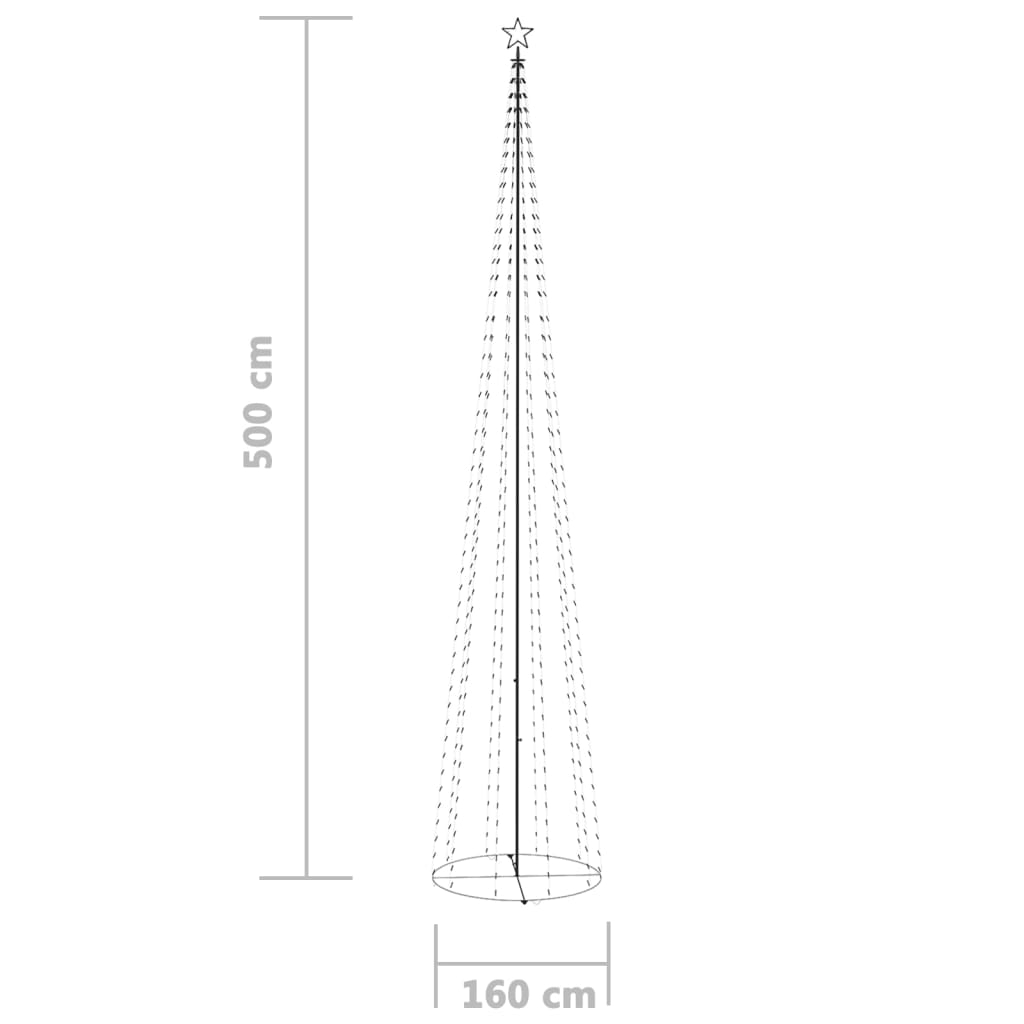 vidaXL Weihnachtsbaum Kegelform 752 LEDs Deko Blau 160x500 cm