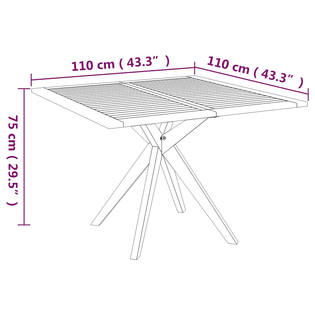 vidaXL Gartentisch 110x110x75 cm Massivholz Akazie