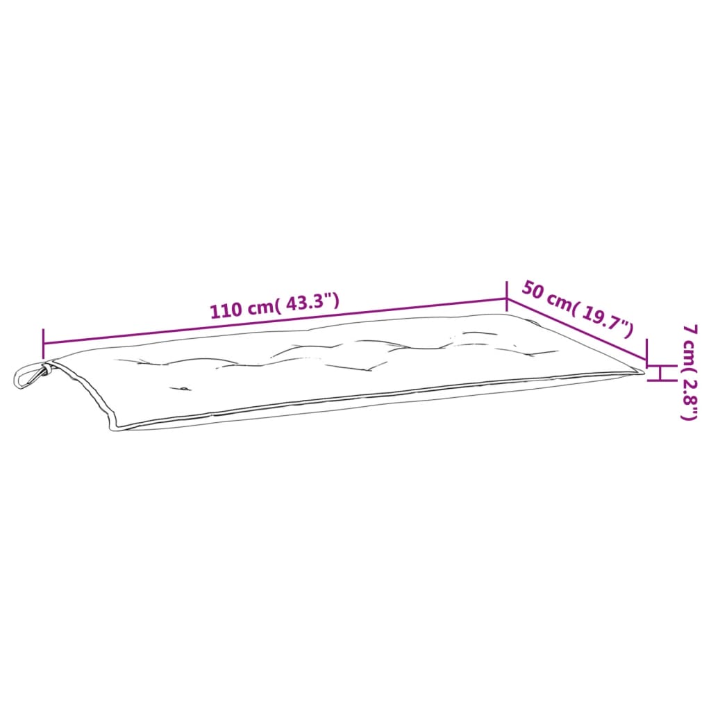 vidaXL Coussin de banc de jardin Crème 110x50x7 cm Tissu Oxford