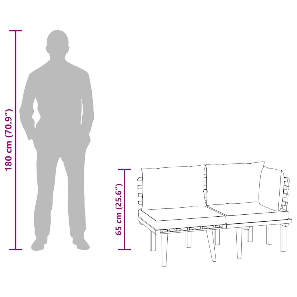 vidaXL 2-tlg. Garten-Lounge-Set mit Kissen Massivholz Akazie