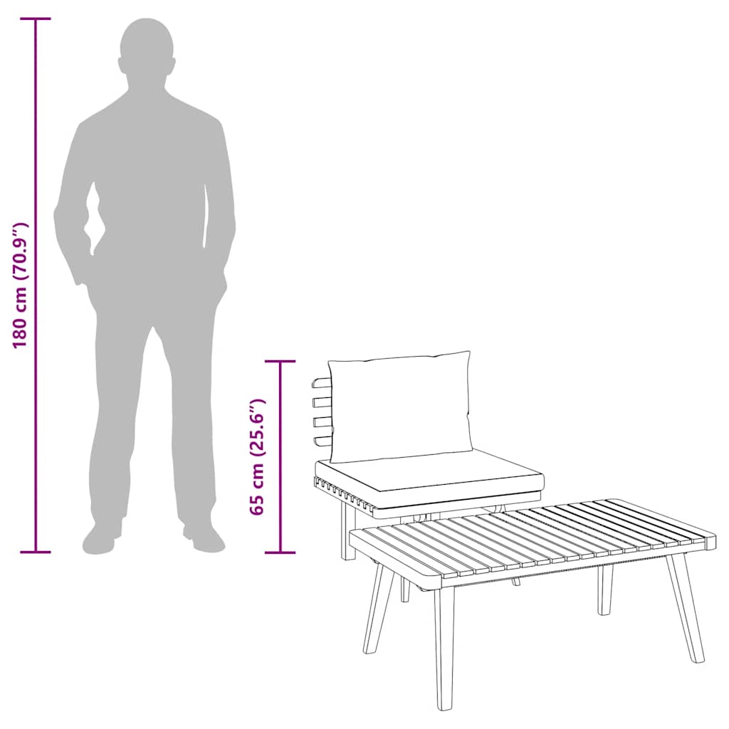 vidaXL 2-tlg. Garten-Lounge-Set mit Kissen Massivholz Akazie