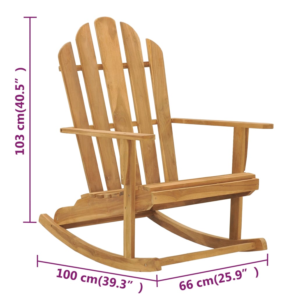 vidaXL Fauteuils à bascule Adirondack 2 pcs. Bois de teck massif