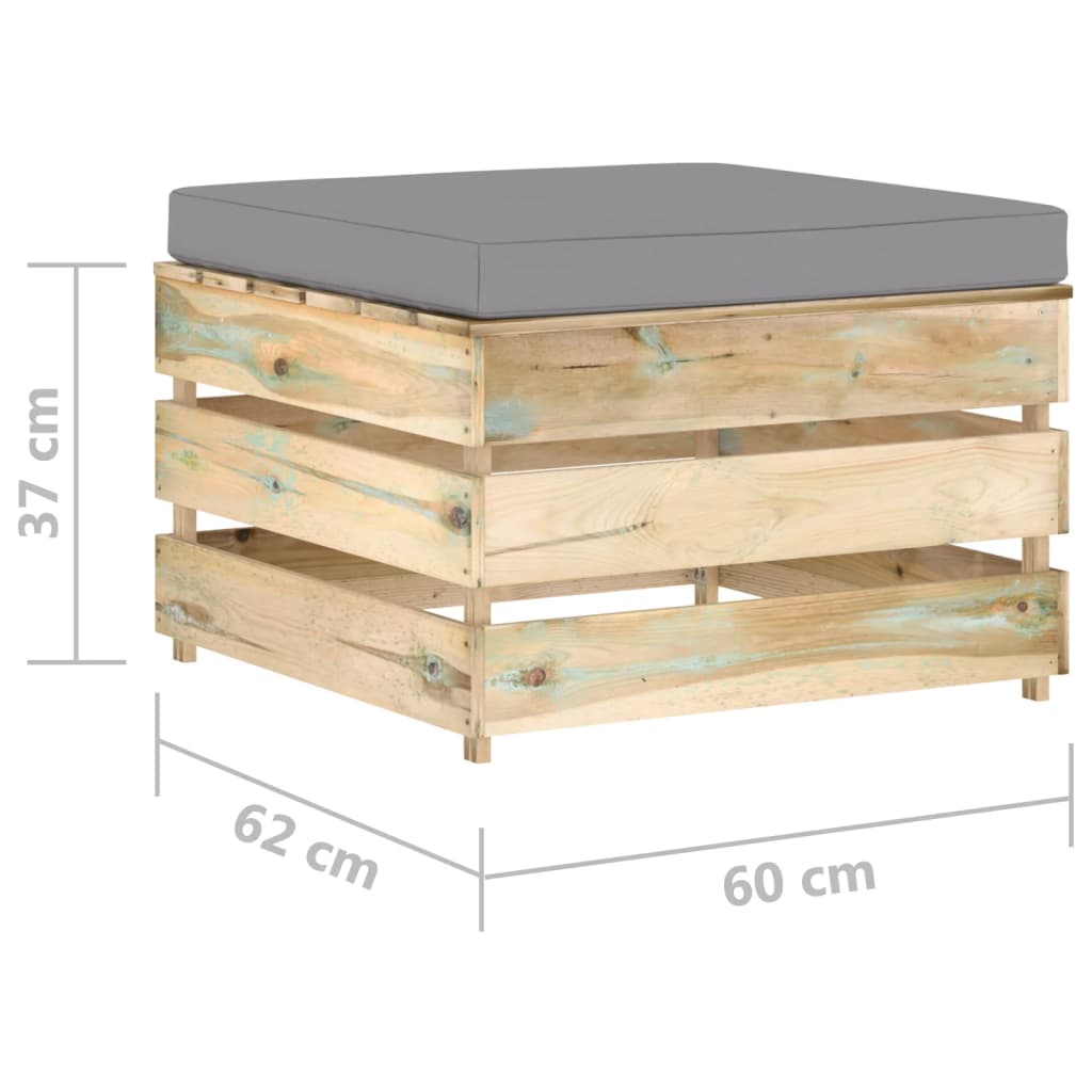 vidaXL 4-tlg. Garten-Lounge-Set mit Kissen Grün Imprägniertes Holz