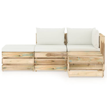 vidaXL 4-tlg. Garten-Lounge-Set mit Kissen Grün Imprägniertes Holz