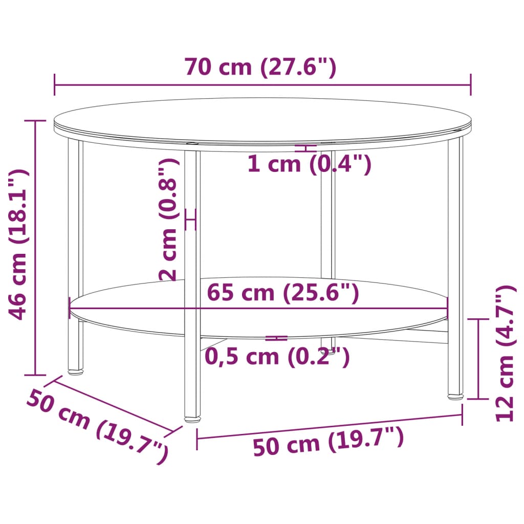 vidaXL Table d'appoint noir et effet marbre blanc 70 cm Verre trempé