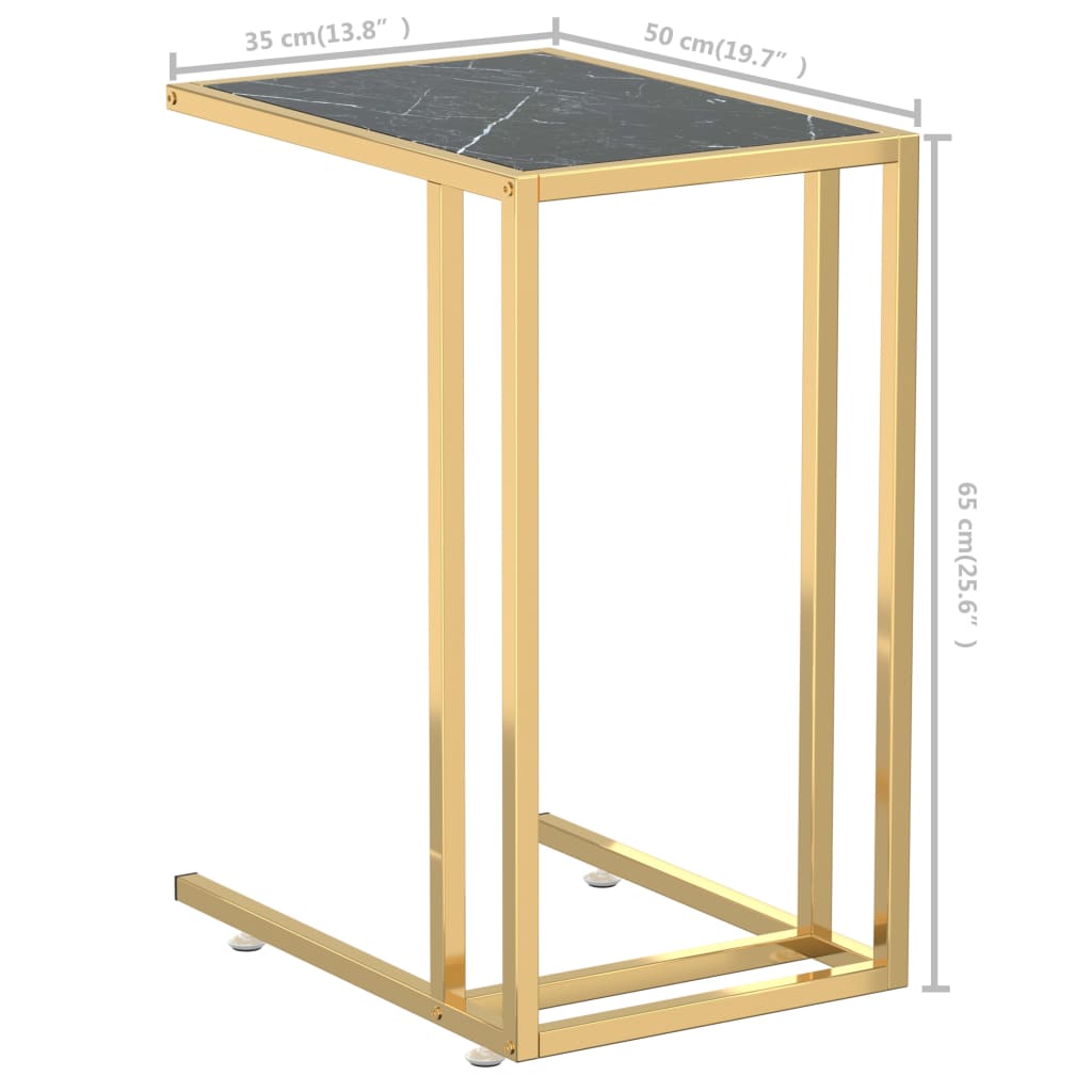 Table d'appoint informatique vidaXL Noir Marbre 50x35x65 cm Verre trempé