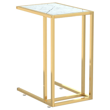vidaXL Table d'appoint informatique blanc marbre 50x35x65 cm verre trempé