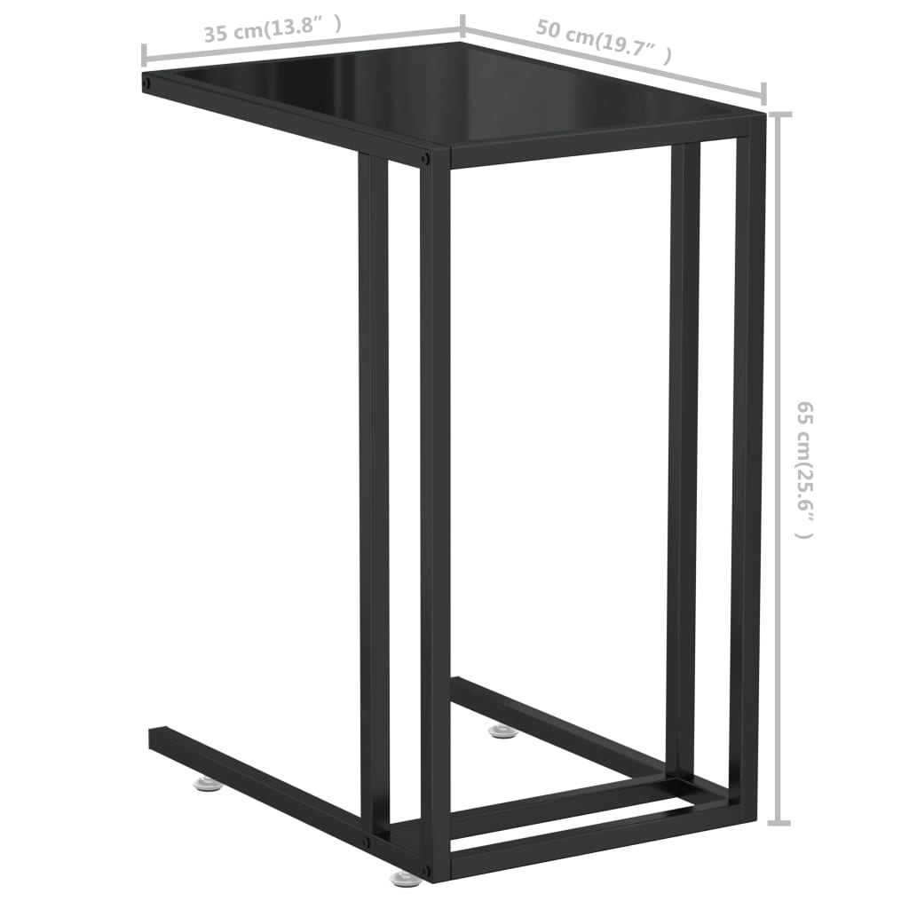 vidaXL Table d'appoint informatique noire 50x35x65 cm Verre trempé