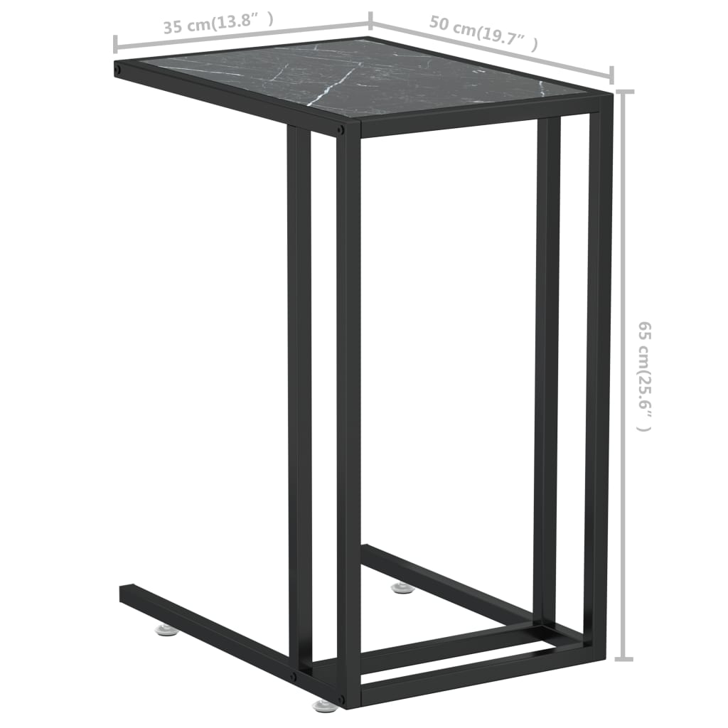 Table d'appoint informatique vidaXL Noir Marbre 50x35x65 cm Verre trempé