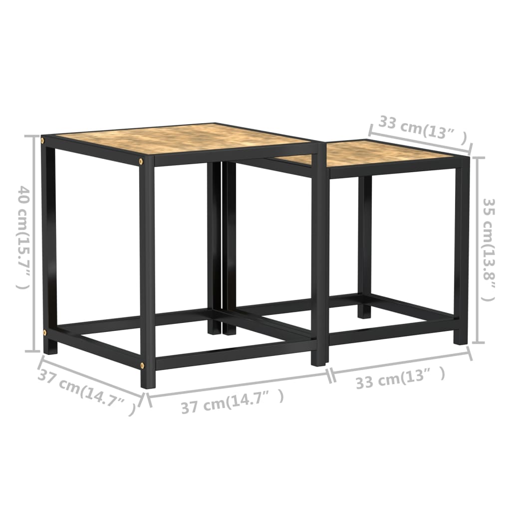 vidaXL Tables d'appoint 2 pcs MDF Noir et jaune