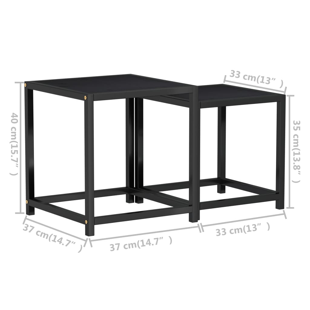 vidaXL Tables d'appoint 2 pcs MDF Noir