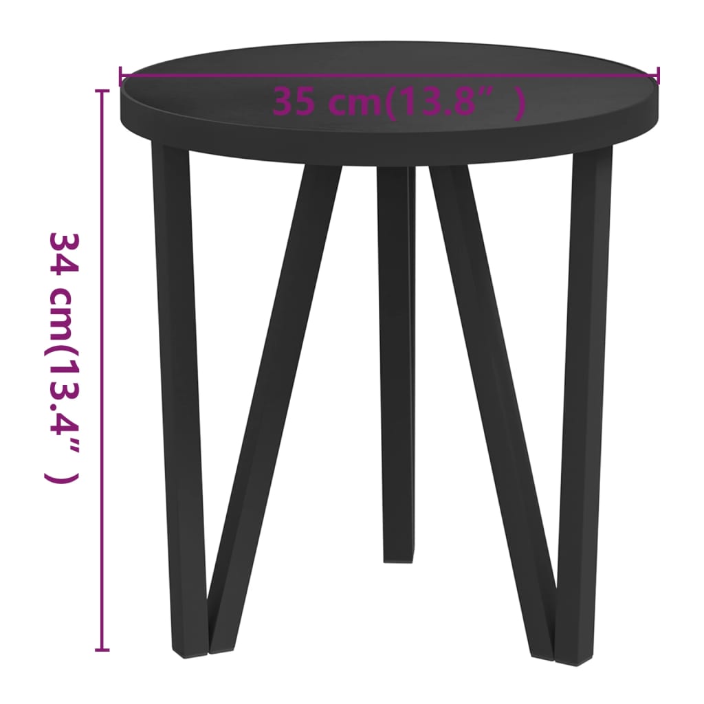 vidaXL Table d'appoint noire Ø 35 cm MDF
