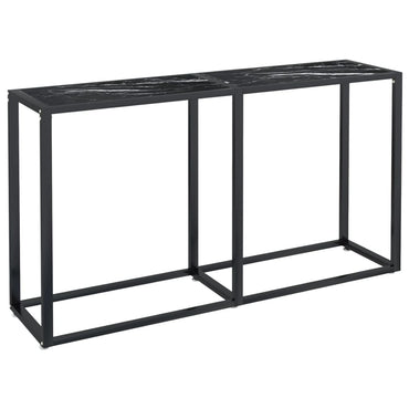 vidaXL Table console Noir aspect marbre 140x35x75,5 cm Verre trempé