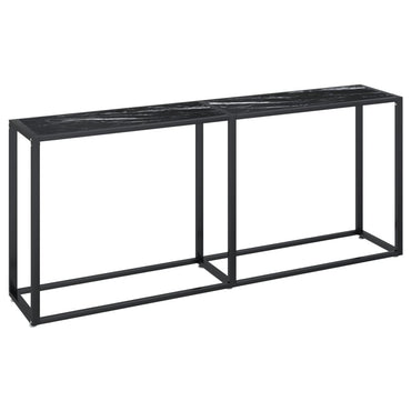 vidaXL Table console Noir aspect marbre 180x35x75,5 cm Verre trempé