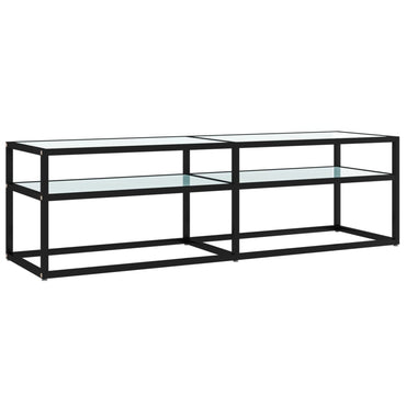 vidaXL Meuble TV verre trempé blanc aspect marbre 140x40x40,5 cm