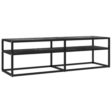 vidaXL Meuble TV verre trempé aspect marbre noir 140x40x40,5 cm
