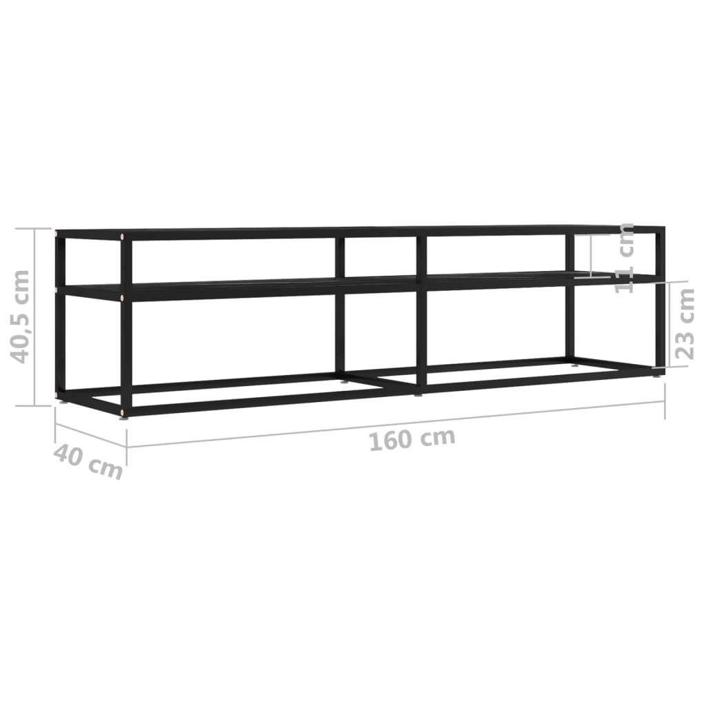 vidaXL Meuble TV Noir aspect marbre 160x40x40,5 cm verre trempé