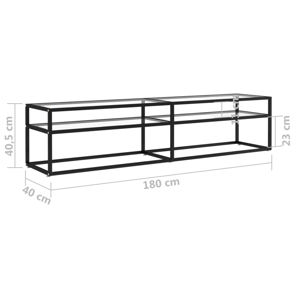 vidaXL Meuble TV Transparent 180x40x40,5 cm Verre Trempé