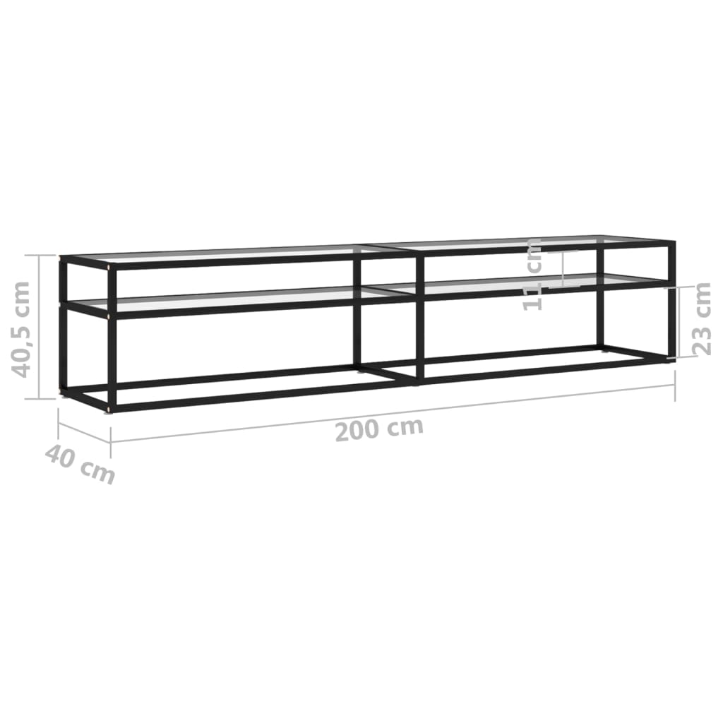 vidaXL Meuble TV Transparent 200x40x40,5 cm Verre Trempé