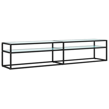 vidaXL Meuble TV blanc aspect marbre 200x40x40,5 cm verre trempé