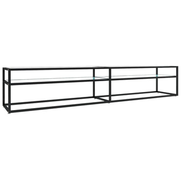 Meuble TV vidaXL blanc aspect marbre 220x40x40,5 cm verre trempé