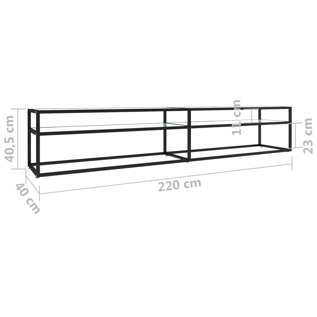 vidaXL TV-Schrank Weiß Marmor-Optik 220x40x40,5 cm Hartglas