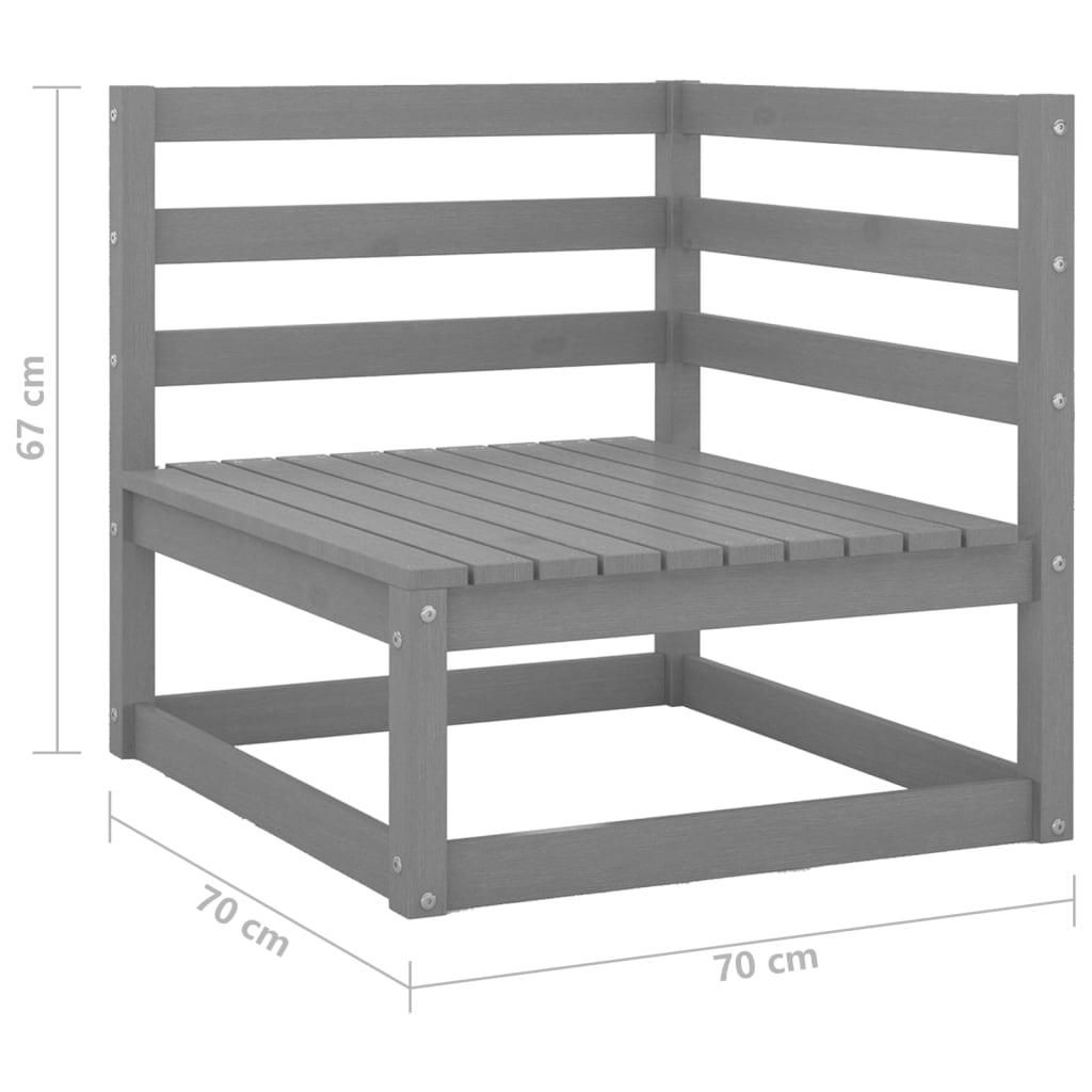 vidaXL Canapé de jardin 2 places gris en bois de pin massif