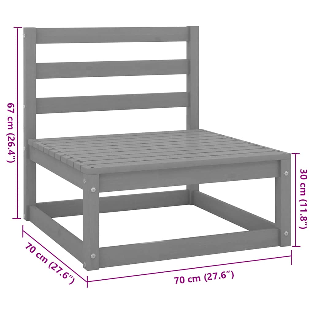 vidaXL Outdoor-Sofa 4-Sitzer Grau Massivholz Kiefer