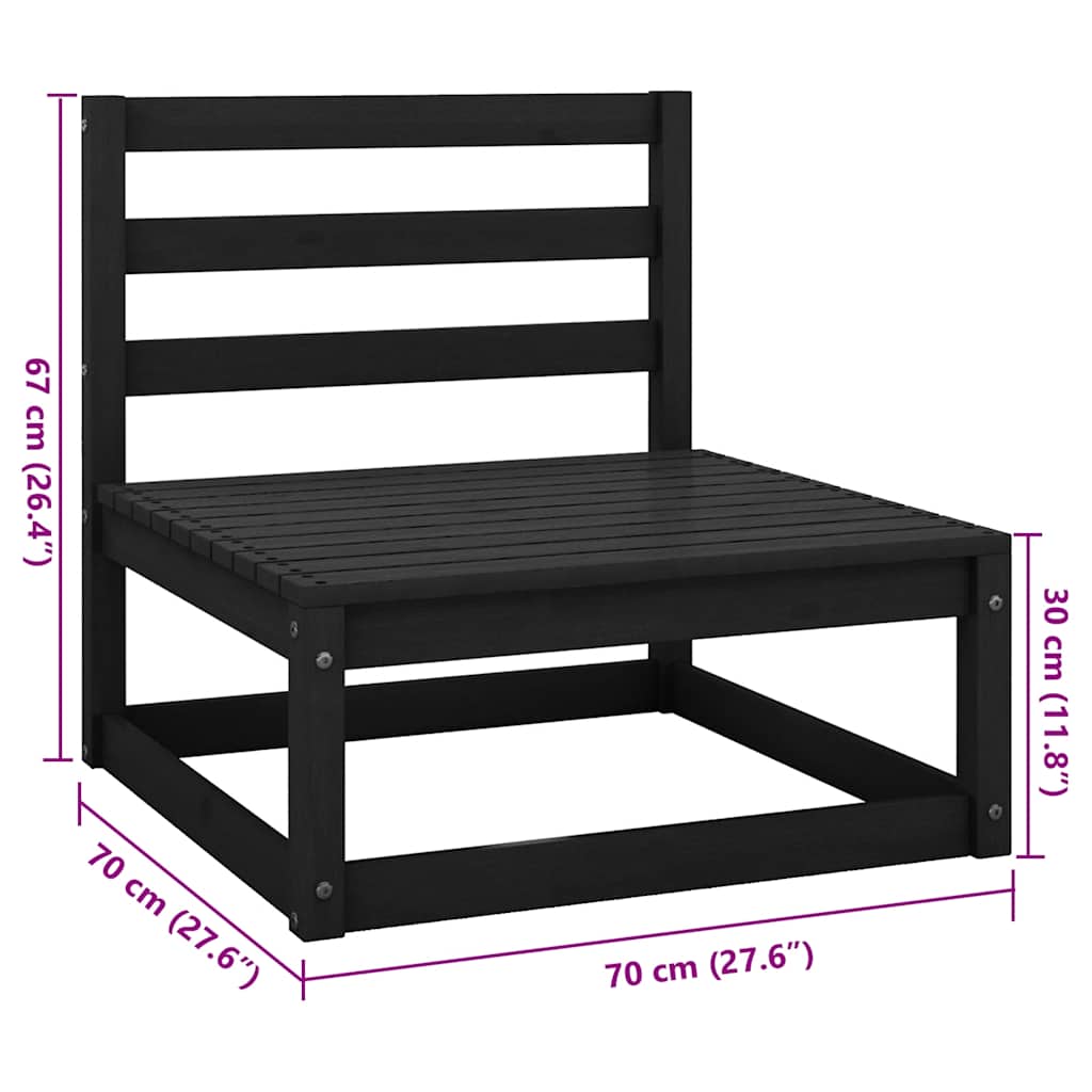 vidaXL Outdoor-Sofa 4-Sitzer Schwarz Massivholz Kiefer